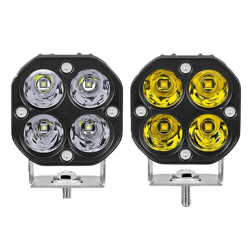 Faro LED moto 12V 6000K Dual Color IP 68 Fendinebbia guida impermeabile Offroad ATV Trucks Faretti fari da lavoro universali