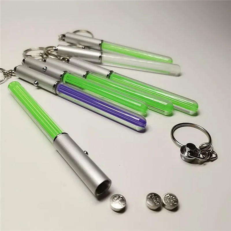 LED Flashlight Stick Keychain Party Favor Mini Torch Aluminum Keychains Key Ring Durable Glow Pen Magic Wand Stick Lightsaber LED Light Stick 