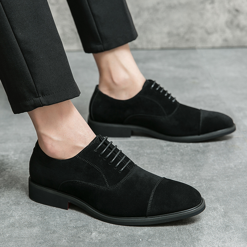 New Arrival Men Pointed Toe Casual Suede Leather Shoes Male Lace Up Oxfords Wedding Dress Formal Flats Footwear Zapatos Hombre