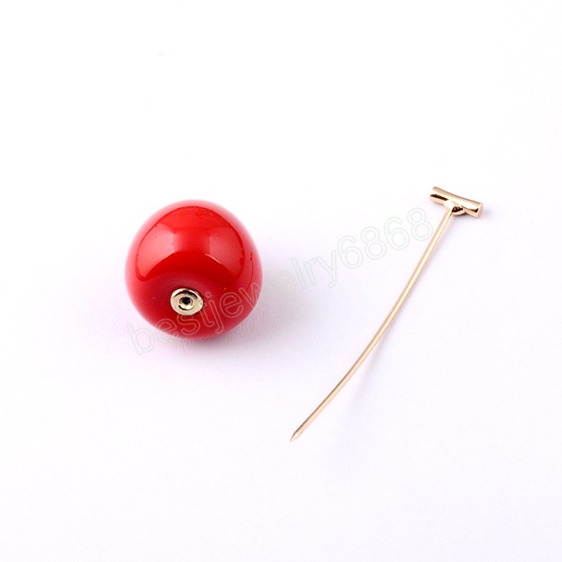 Fashion Long agulha Broche de cereja para mulheres Vintage Red Frutas Casamentos Casual Party Broche Pins Roupeling Jewelry Gifts