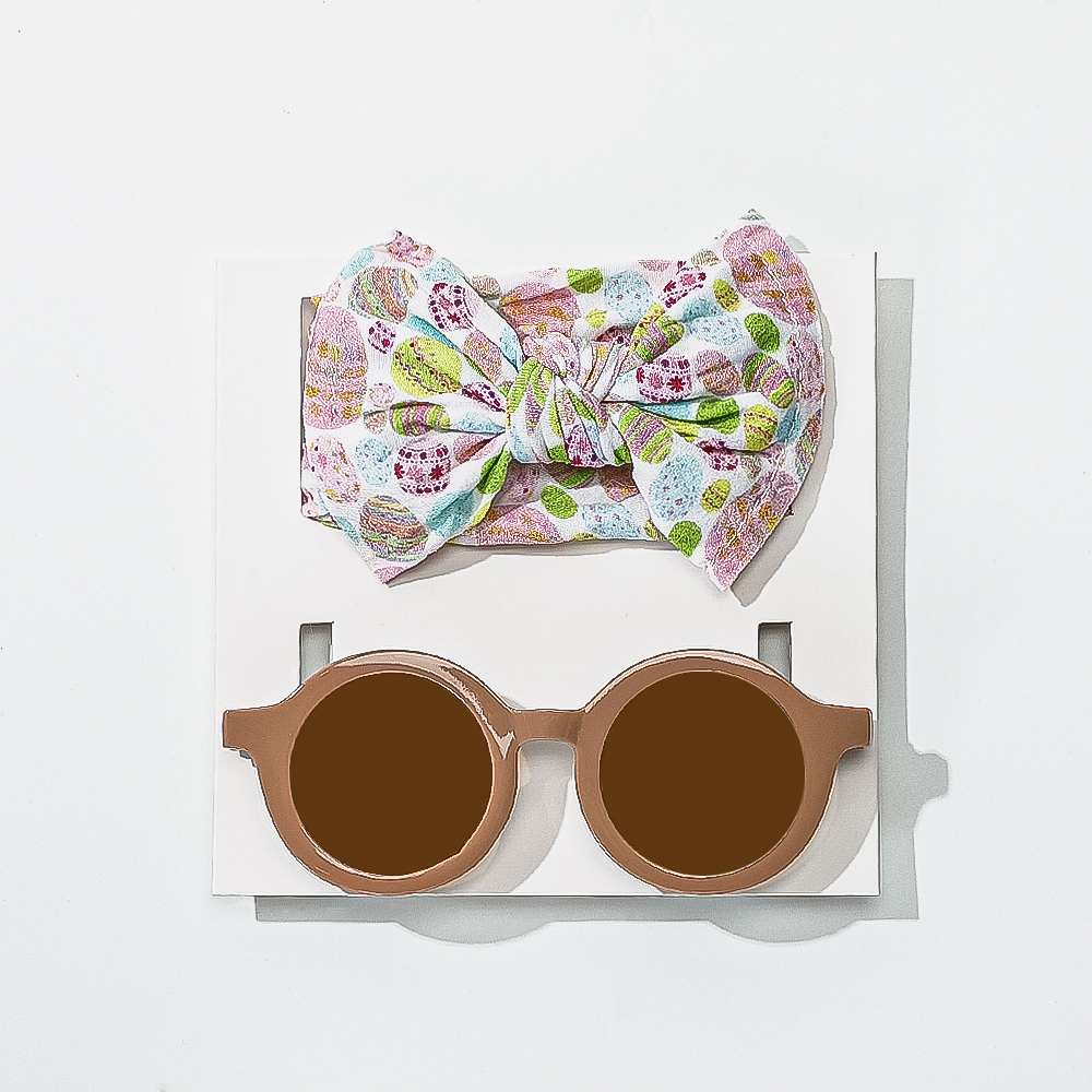 Fashion Sunglasses Cute Sweet Printing Match Soft Headbands Sets For Baby Girls Headwear Children Hair Accessories