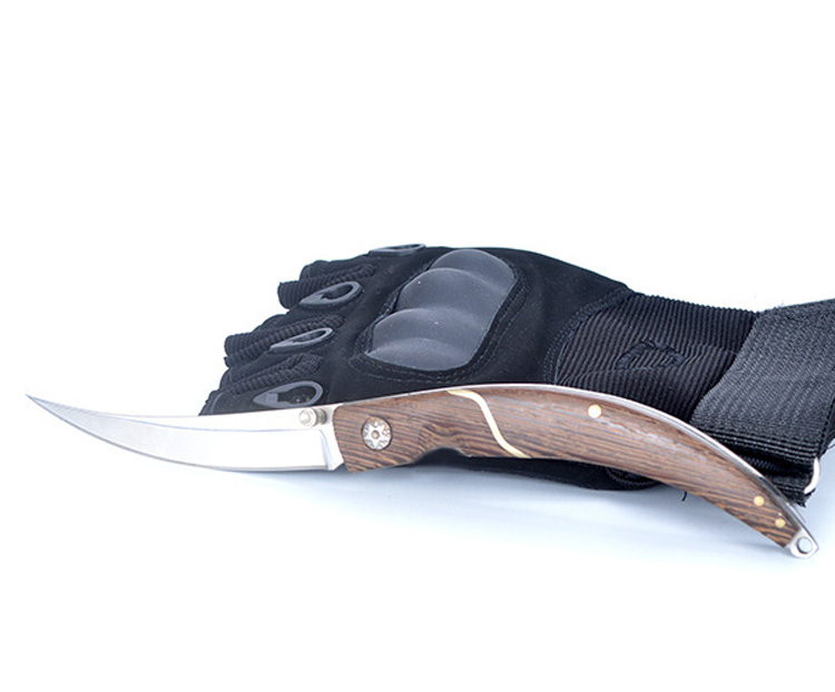 Ny A1917 Pocket Folding Knife 440C Mirror Polish Blade Chicken Wing Wood Handle Outdoor Camping Vandring Fiske EDC Knives With Nylon Bag