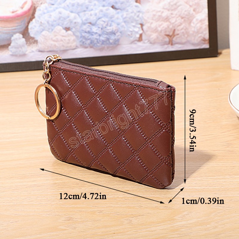 Simple Embossed Diamond Pattern Cute Bags For Women Ladies Coin Purses Mini Zipper Clutch Bag Small Key Cards Bags