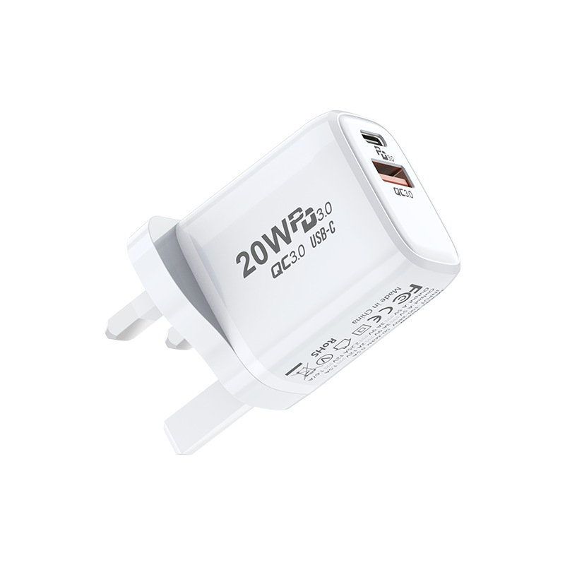 Adattatore caricabatterie rapido PD 20W QC3.0 USB C Caricabatterie rapido Dual Ports Caricabatterie USB tipo C Adattatore da parete US EU UK Plug Apple iPhone 14 13 12 11 Pro Max Borsa OPP