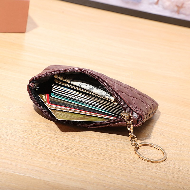 Einfache geprägte Diamant-Muster-nette Taschen für Frauen-Damen-Geldbörsen Mini-Reißverschluss-Handtasche Kleine Schlüsselkarten-Taschen