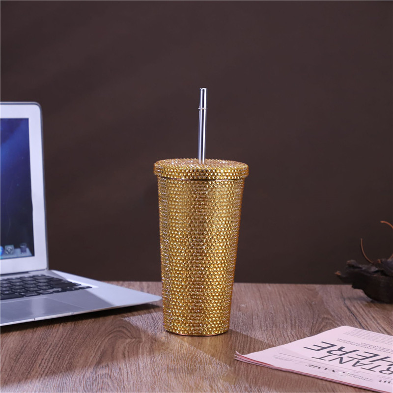 Wholesale 25oz Diamond Tumblers With Lid 750ml Stainless Steel Water Bottles Colorful Shinny Drinking Cups Double Wall Insulated Tumbler A12