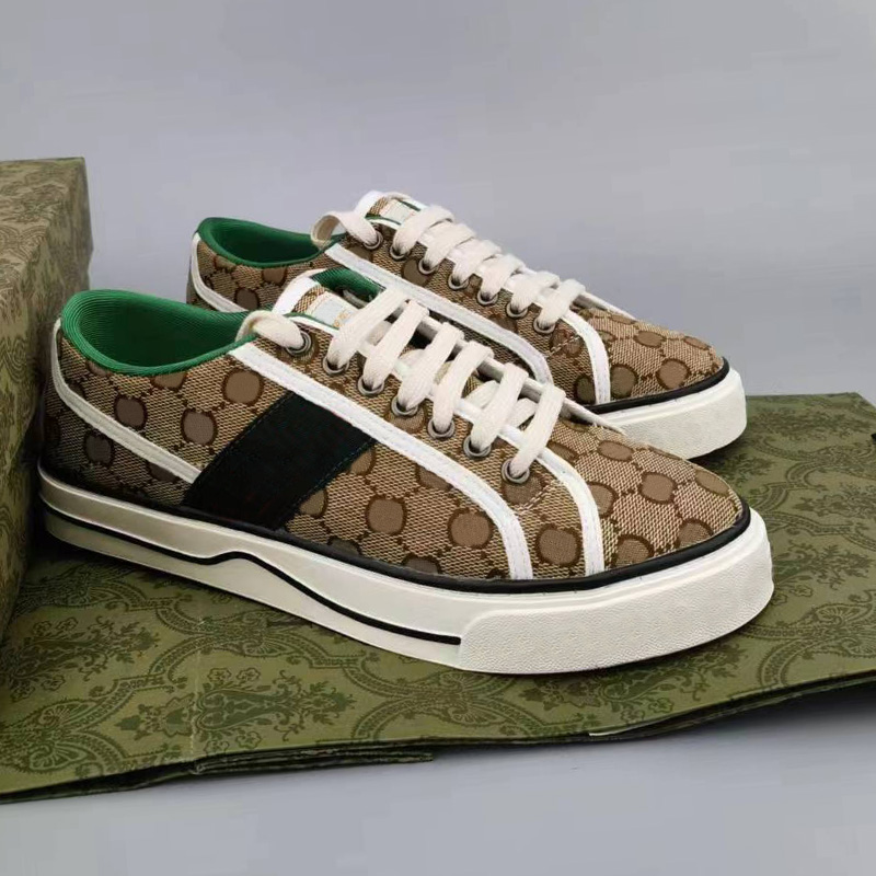 2024 Tenis 1977 Buty swobodne luksusowe projektanci męskiej butów Włochy Zielone i czerwone paski internetowe gumowe sole bawełniane bawełniane sneakers