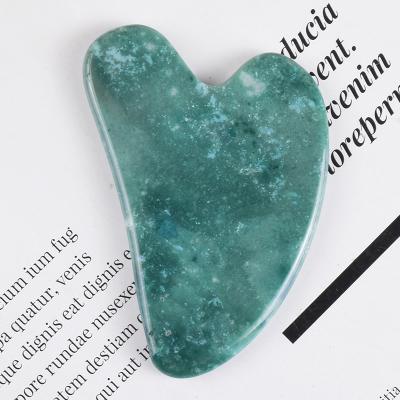 Natural Jade Gua Sha Tool Beauty Health Product Face Care Moss Agate Guasha Board Natural Stone Massager Neck Eye Skin Scraping Spa