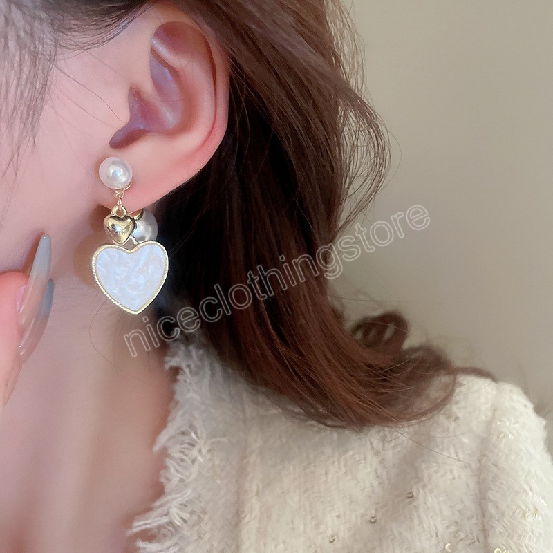 Boucles d'oreilles de mariage élégantes boucles d'oreilles en carrige de perle géométrique