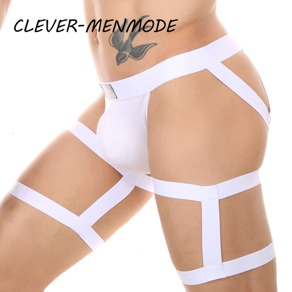 Mannen erotische lingerie sexy G-snaar mannelijk ondergoed T terug man jockstrap string zakje slips slipje met ring kousenbanden