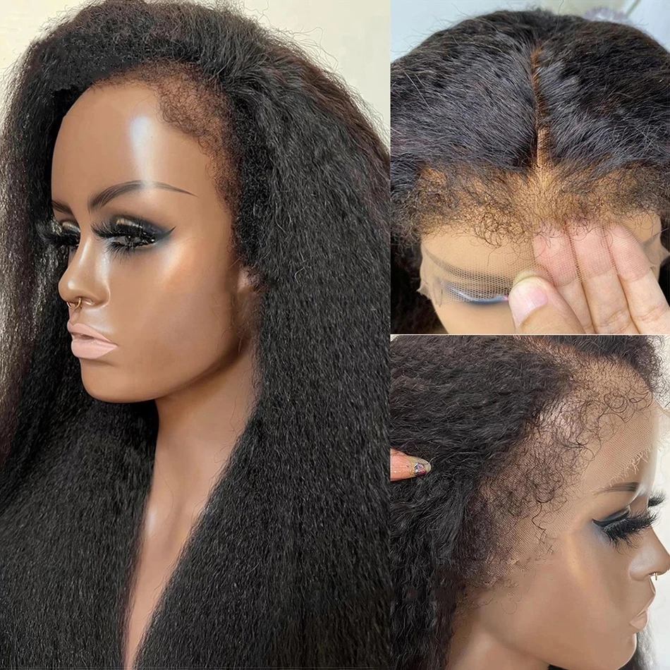 4C bouclés bébé cheveux HD 360 dentelle frontale perruque de cheveux humains crépus droite HD 13x4 dentelle avant perruques pour les femmes crépus bords délié