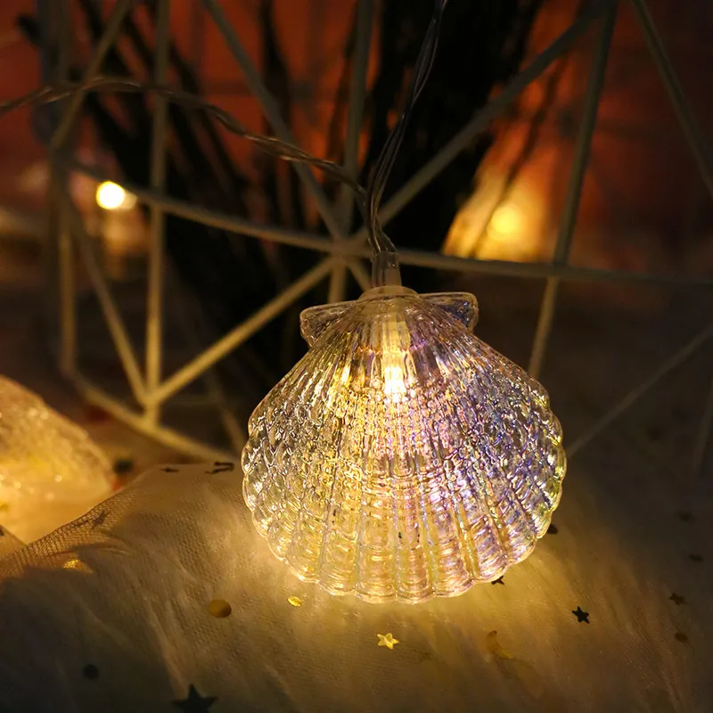 6M 40LED Sea Shell String Fairy Light Handmade Indoor Outdoor Christmas Garlands For Wedding Garden Party Holiday Decoration 201203