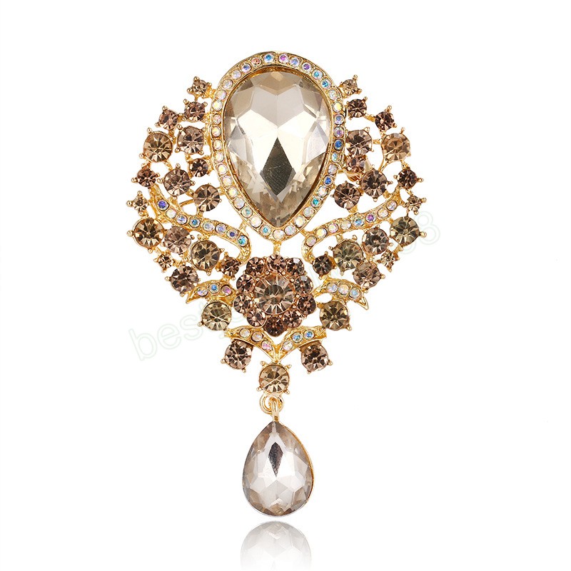 Luxe strass legeringbroche voor vrouwen groot zirkoon kristal traan tranen bruiloft hanger broche pin accessoires sieraden cadeau