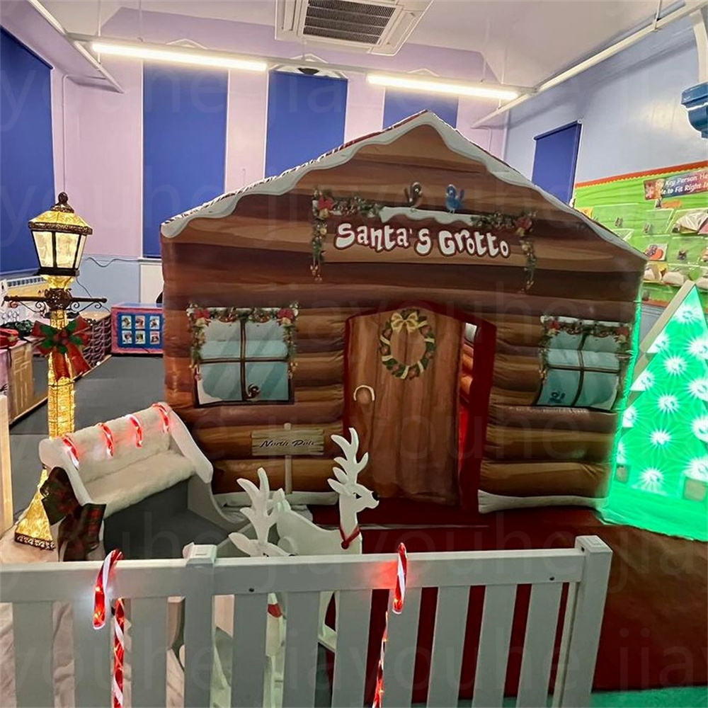 More Santa's Grotto inflatable Christmas House Festival Party Center Entertainment Shelter santa Cottage Cabin With Blower