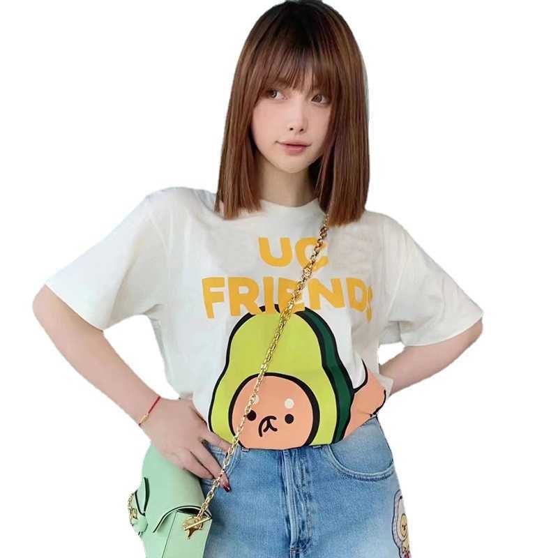 2023 New Designer Damen T-Shirt High-End 2023 Sommer T-Shirt Cute Cartoon Loose Fit Half Sleeve Shirt Unisex Paar Kleid