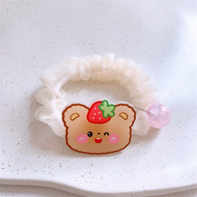 2023 New Fashion Princess Children's Gauze Small Intestine Circle Headwear Korean Sweet Girl Cute Cartoon Rabbit Bear Hair Rope