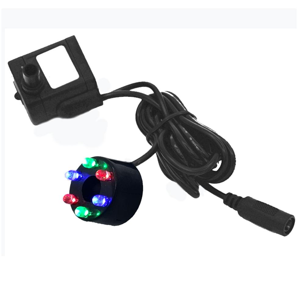 Bombas DC5.512V 12V24V 3W com 6 luzes LED à prova d'água Luz colorida Bomba de água submersível Fonte de aquário Tanque de peixes de ar