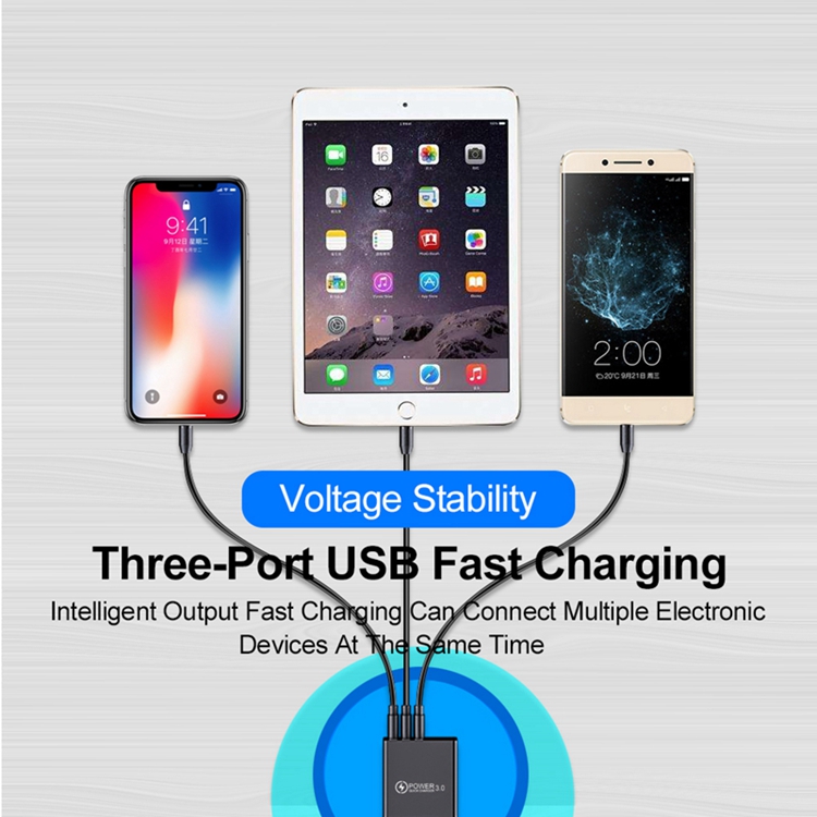 3 Caricatore da muro USB Carica rapida Adattatore di ricarica rapida 3.1A Display digitale Caricatore del telefono US EU UK iPhone 14 13 12 11 Pro Max Huawei Samsung con borsa OPP