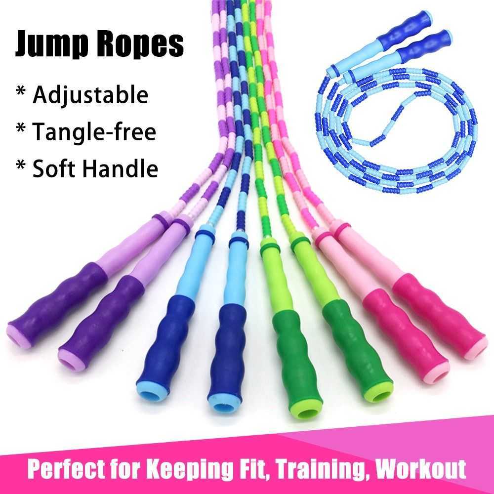 Jump Ropes Slub Training Equipment Keeping Fitness Adjustable Skipping Rope TPU Beads Rope for Kids Jump Ropes P230425