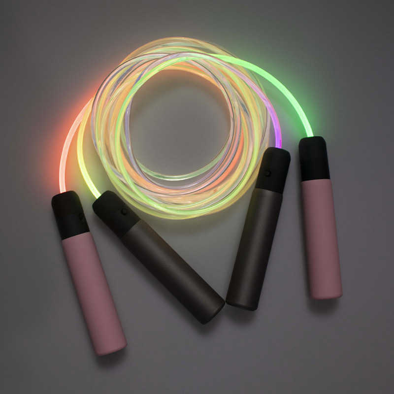 Jump Ropes Upgraded Rechargeable Steel Inside Fiber Optic Glowing Flashing Skipping Jump Ropes For Adults Fitness Exercise Skip Rope P230425