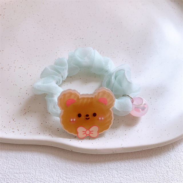 2023 New Fashion Princess Children's Gauze Small Intestine Circle Headwear Korean Sweet Girl Cute Cartoon Rabbit Bear Hair Rope