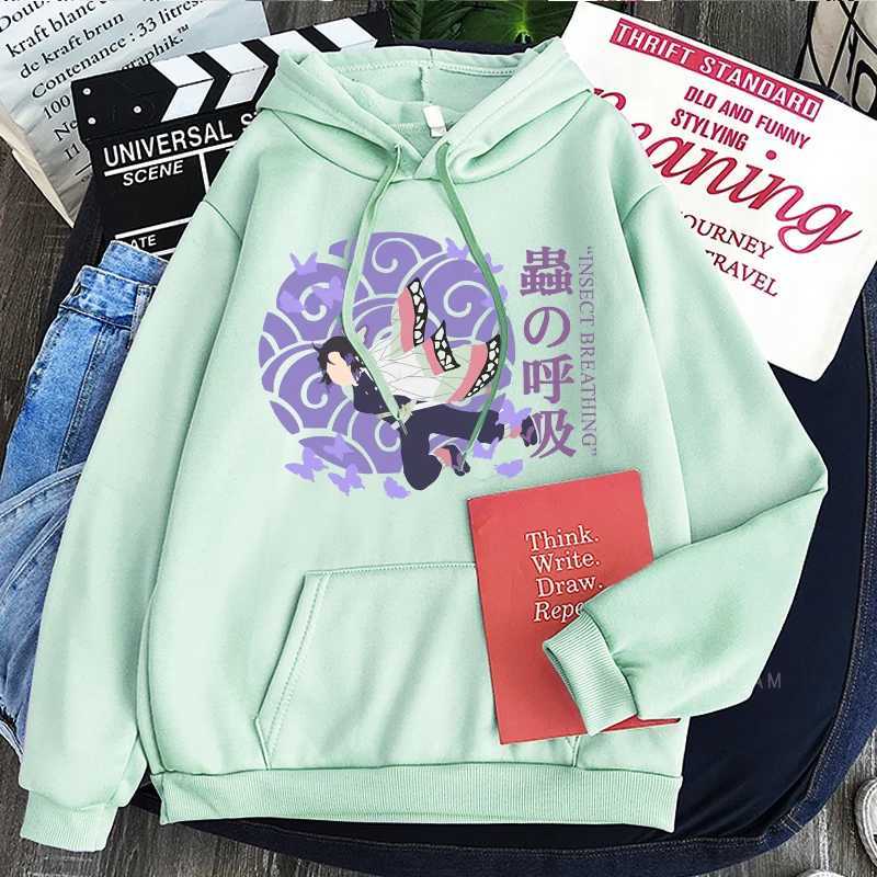 Dames Hoodies Sweatshirts Anime Demon Slayer Hoodies Esthetisch Kawaii Kimetsu no Yaiba Shinobu Kochou Manga Sweatshirt Lange mouw Informeel Grote maten hoodie