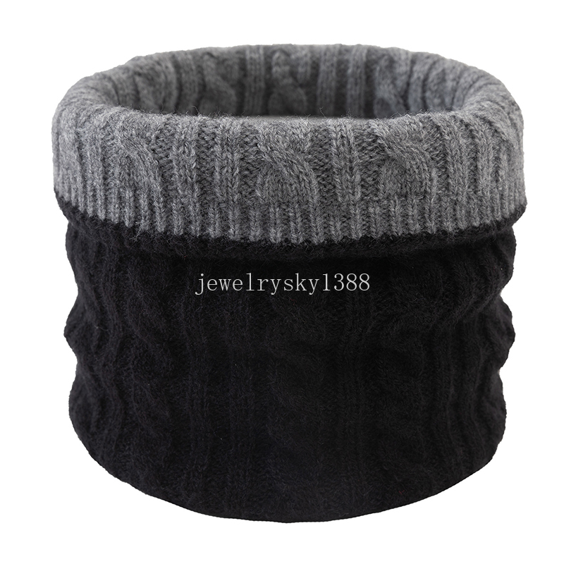 Double Sided Wearable Woolen Knitted Neck Ring Scarf For Women Men Winter Warm Thick Snood Scarf Neck Warmer Collar Scarves