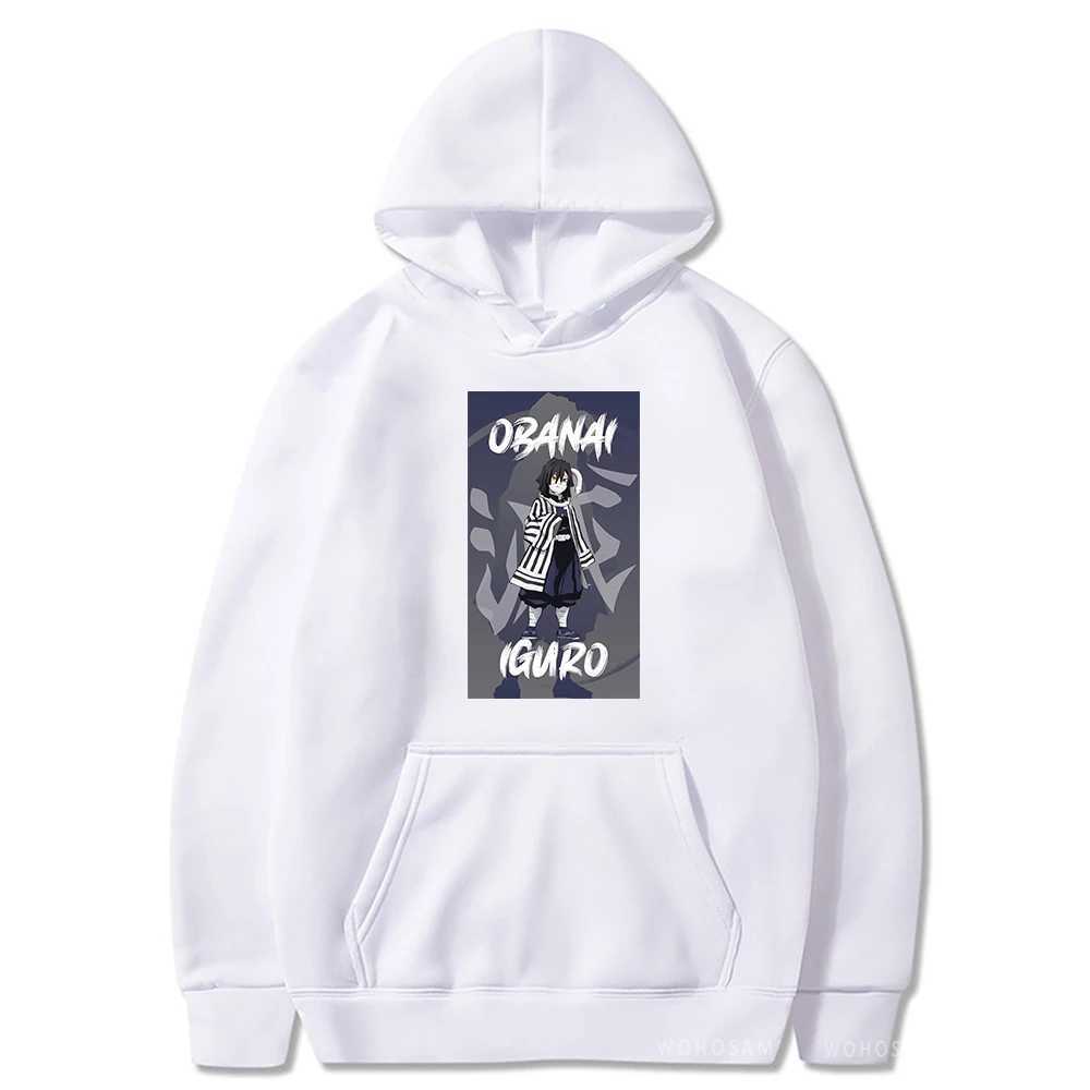 Kadın Hoodies Sweatshirts Japon Anime Demon Slayer Iguro Obanai Hoodies Harajuku Manga Kış Gotik Sokak Giyim Erkekleri Kadınlar Sıcak Artı Beden Sweatshirt