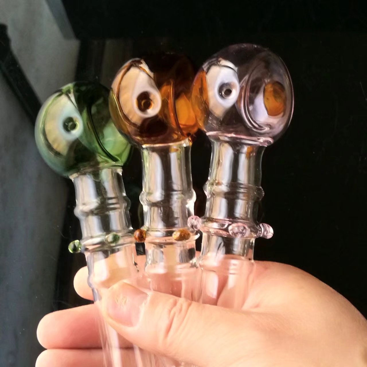 Glass Pipes Smoking Manufacture Hand-blown hookah 3 rounds of colored dots pipe