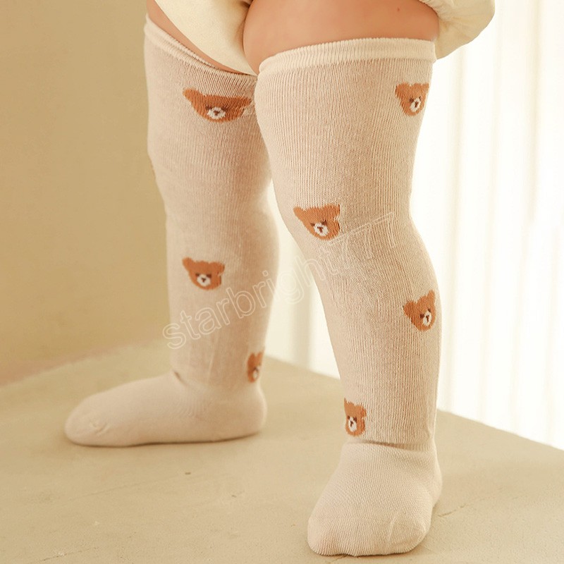 Cartoon Print Baby Socks Cotton Mesh Newborn Long Socks Thigh Stockings Cute Summer Infant Mosquito Proof Socks