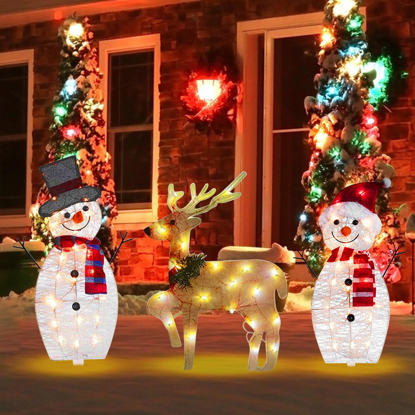 de 3/2 LED lumineuses créatives en forme de bonhomme de neige, élan, décoration de Noël, décoration de jardin luminescente, ensemble en acrylique, 3/2 pièces, décorations de festival créatives