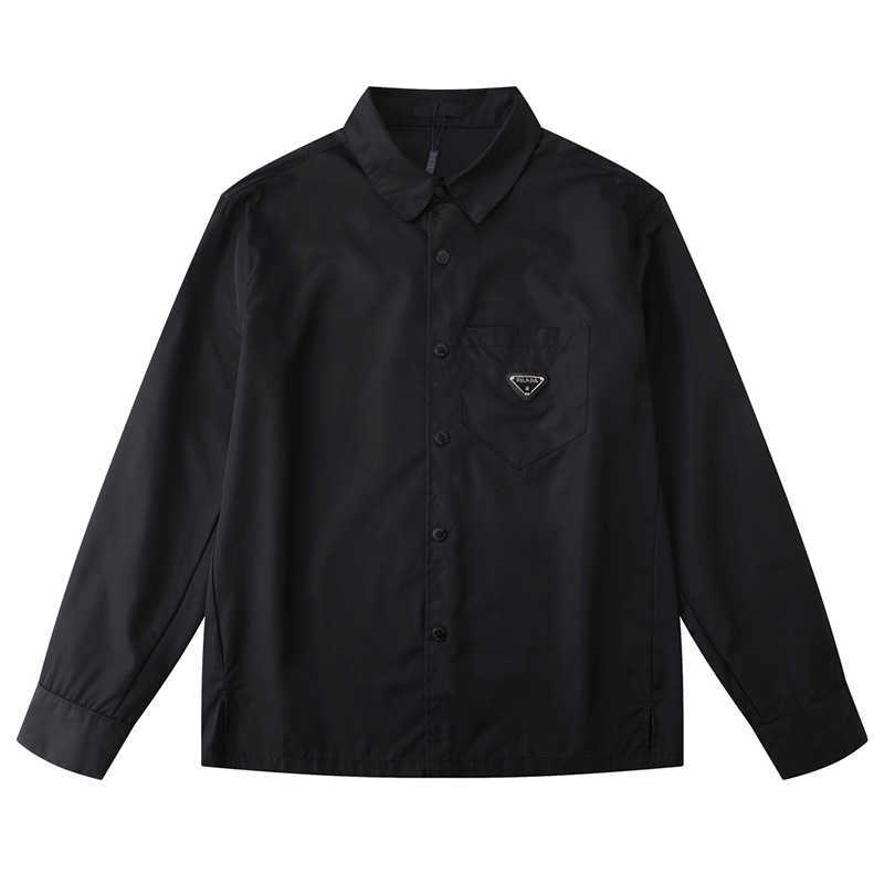2023 Nieuwe Designer Dames T-shirt High-end plafond Parada 23SS Spring Nylon Triangle Pocket Lange Mouw Shirt paar Black Classic