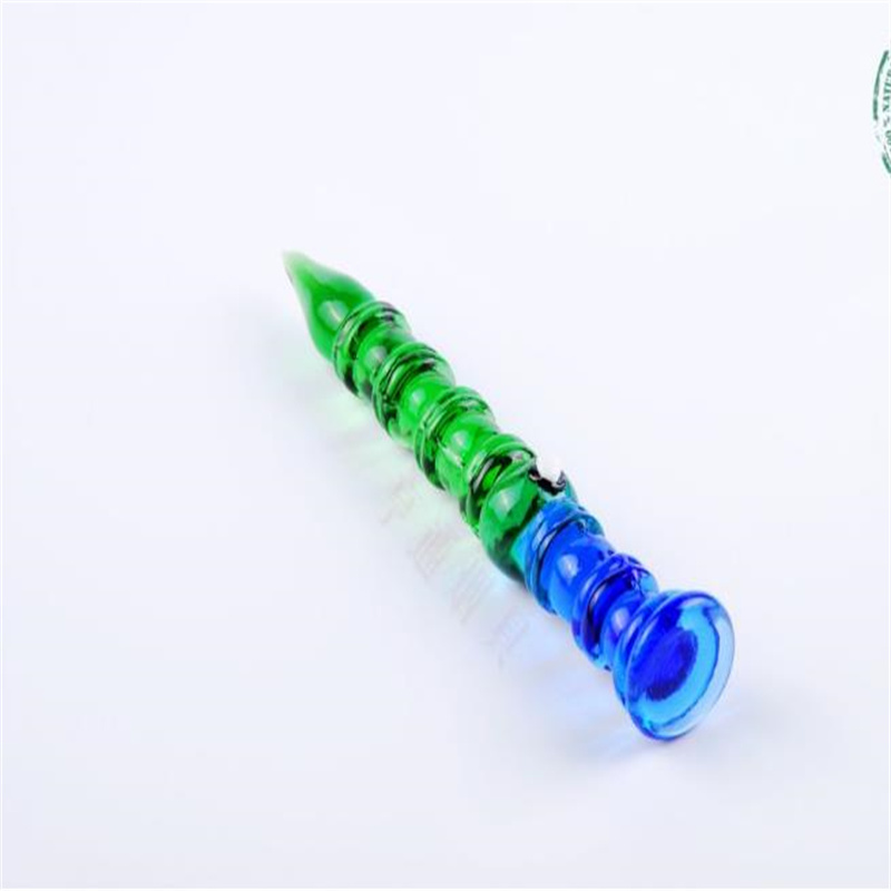 2023 Glass Pipes Rökning Tillverkning Handblåsta vattenpipa Blue Green Bamboo Joint Pen Glass Cigarettuppsättning