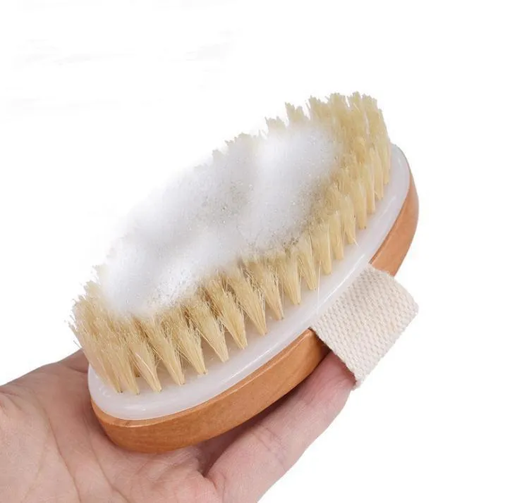 Bath Brush Dry Skin Body Soft Natural Bristle SPA The Brush Wooden Bath Shower Bristle Brush SPA Body Brushs Without Handle