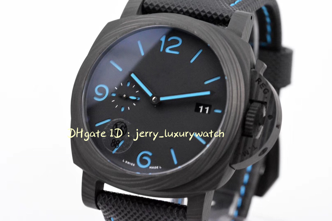 SBF / VS Luksusowy zegarek męski PAM1661 Włókno węglowe, 44 mm wszystkie serie wszystkie style, ekskluzywny ruch P90, Istnieje 42, 47 mm inne modele, 316L Fine Steel