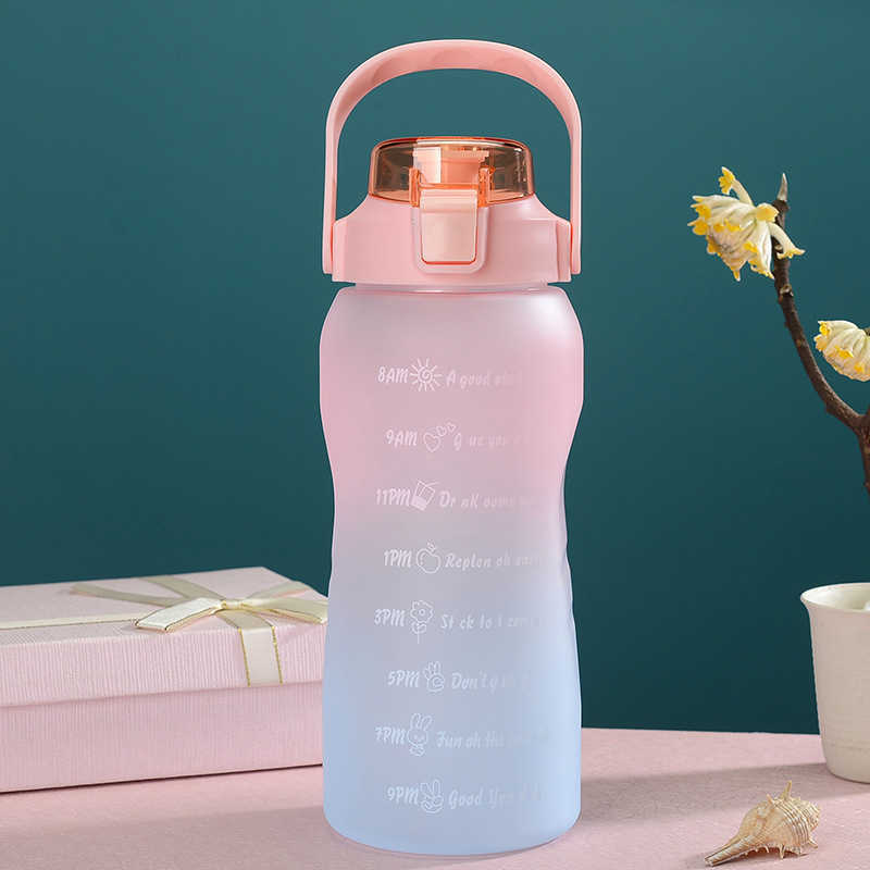 New 1500ml Water Bottle with Straw for Girls Plastic Cute Water Cup Female Children Summer Outdoor Sports Portable Drinkware