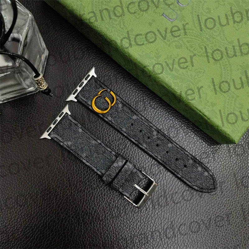 G Designer Uhrenarmband Smart Straps für Apple Watch Band Ultra 38mm 44mm 45mm iwatch Band Serie 8 9 4 5 6 7 Armband Lederarmband Metall Buchstabe AP Armband