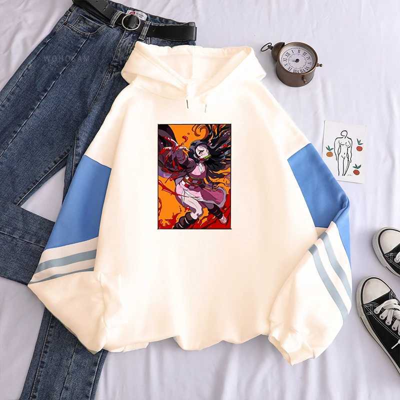 Kadın Hoodies Sweatshirts Demon Slayer Anime Harajuku Unisex Hoodies Kimetsu Hayır Yaiba Gotik Nezuko Kamado karikatürü artı boyutu Erkekler Uzun Kollu Sweatshirt