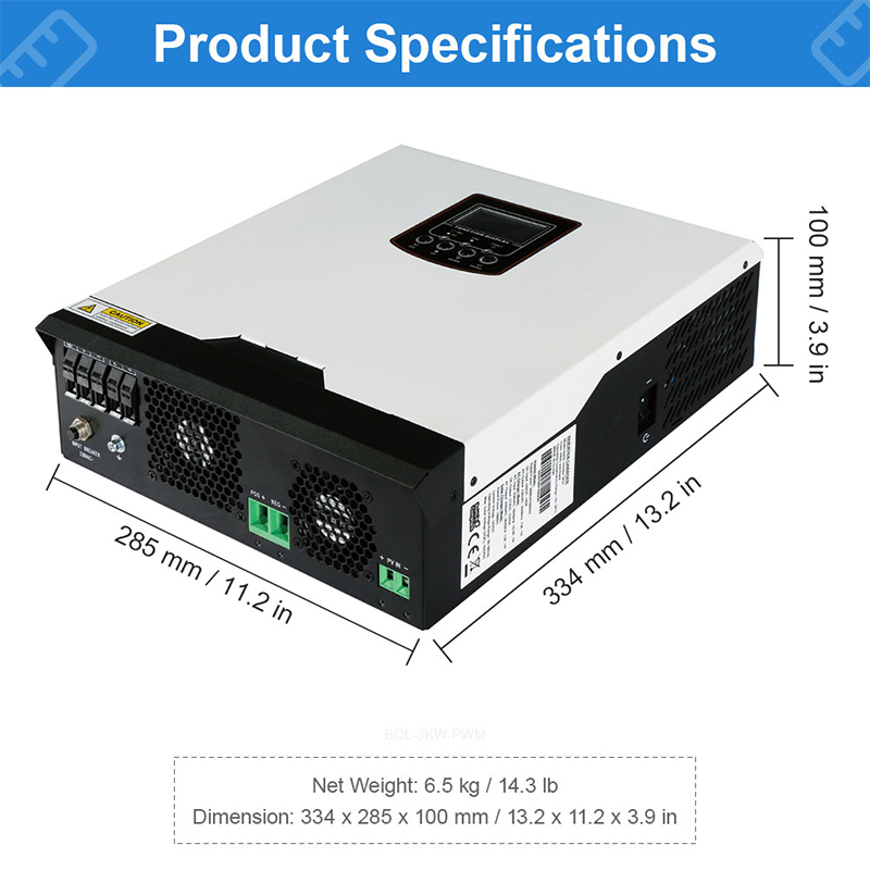 daxtromn 3kw off 그리드 태양 광 인버터 24V 3000W 순수 사인파 인버터 70A 태양 전하 컨트롤러 PWM 하이브리드 인버터