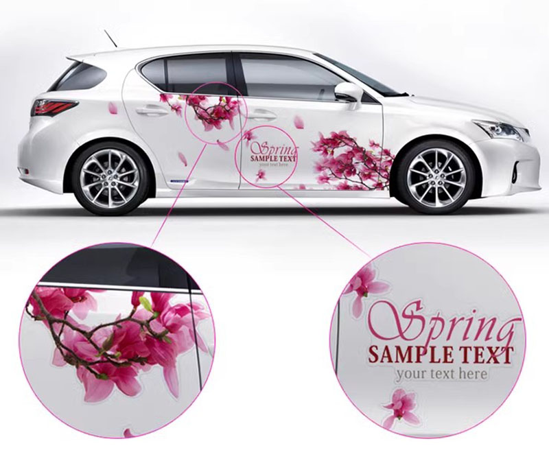 Auto Motor Rose Red Cherry Blossom Power Motent Car Truck Decal Vinyl WRC Totem Side Side Screen