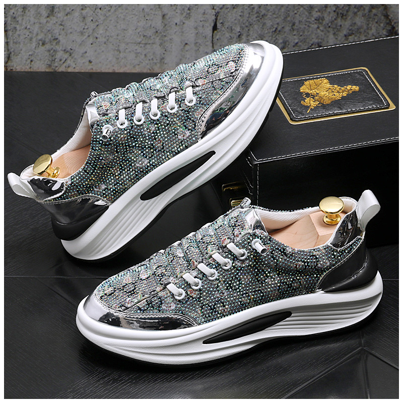 Summer Luxury Men Wedding Dress Shoes Rhinestone Printing Designer Men Business Social Nasual Footwear