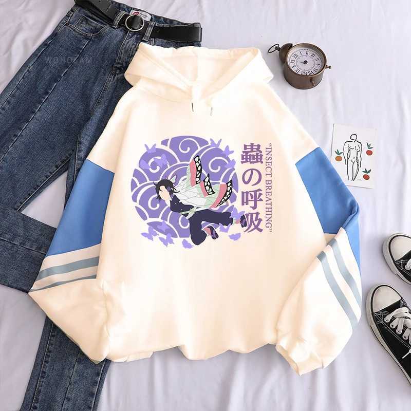 Sweats à capuche pour femmes Sweats à capuche Anime Demon Slayer Esthétique Kawaii Kimetsu no Yaiba Shinobu Kochou Manga Sweat à manches longues décontracté Grande taille Sweat à capuche