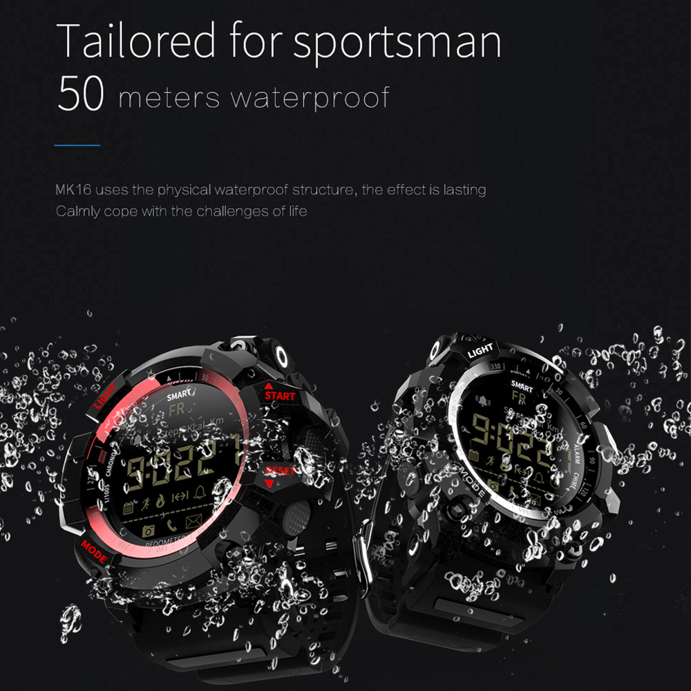 LOKMAT MK16 Bluetooth Smartwatch Pedômetro Digital Sport Smart Watch Men Atividade Tracker de fitness IP67 Relógios à prova d'água