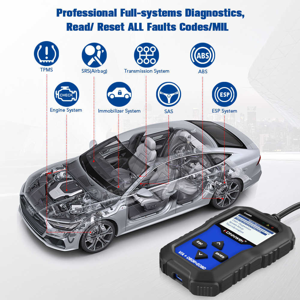 Nuovo KONNWEI KW350 OBD2 Scanner auto Lettore di codice professionale Scanner OBD2 Strumento diagnostico automatico AUDI / SEAT / SKODA / VW Golf Obd2