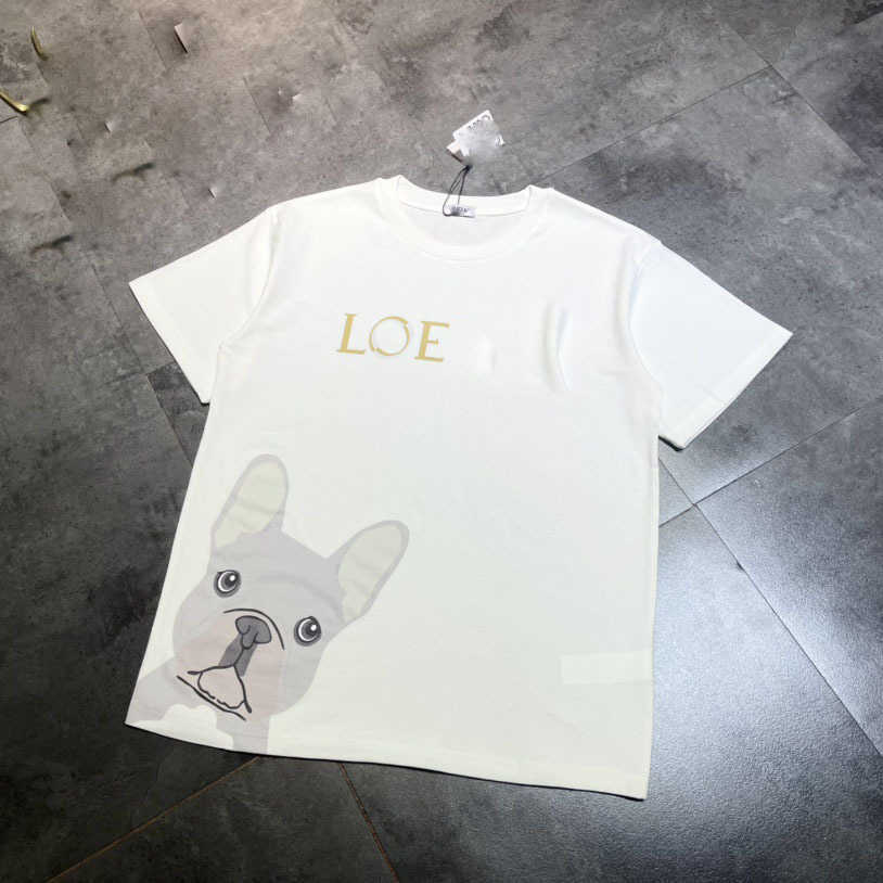 レディースデザイナーTシャツを厳密に選択するLOEの漫画ドッグプリントショートスリーブのTシャツINSアウターウエアボトムの純粋なトップ