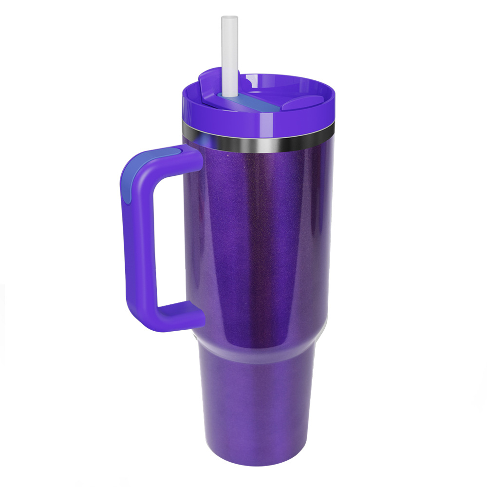 Stock warehouse 40oz Mugs 2 generation Glitter Tumbler With Handle Lids Straw Stainless Steel Coffee Big Capacity Beer Wine Water Bottle Outdoor Camping Cup sea B5