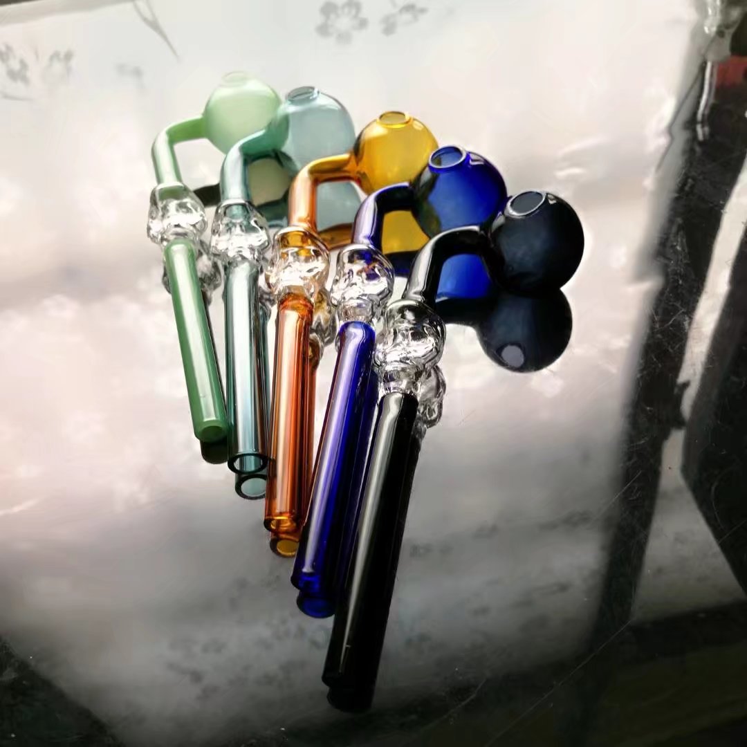 Glass Pipes Smoking Manufacture Hand-blown hookah Transparent Skeleton Bone Colorful Curved Pot