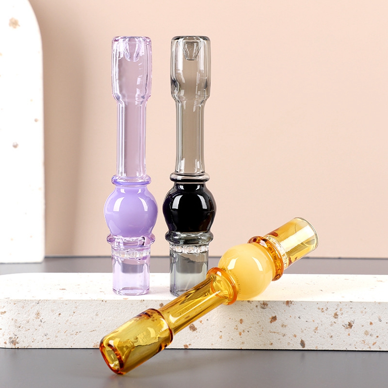 Tube à fumer coloré One Hitter Pyrex Verre épais Bong portable Herb Pipes à tabac Porte-cigarette Pipe à main Filtre Écran Balle Embouchure Attrape Taster Bat Tips