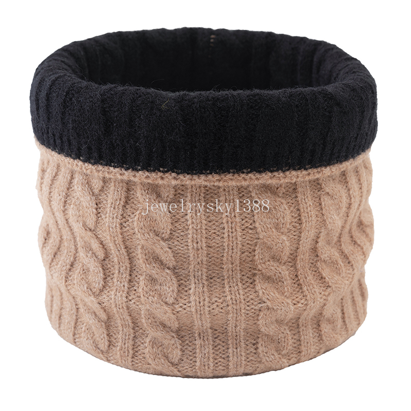 Double Sided Wearable Woolen Knitted Neck Ring Scarf For Women Men Winter Warm Thick Snood Scarf Neck Warmer Collar Scarves