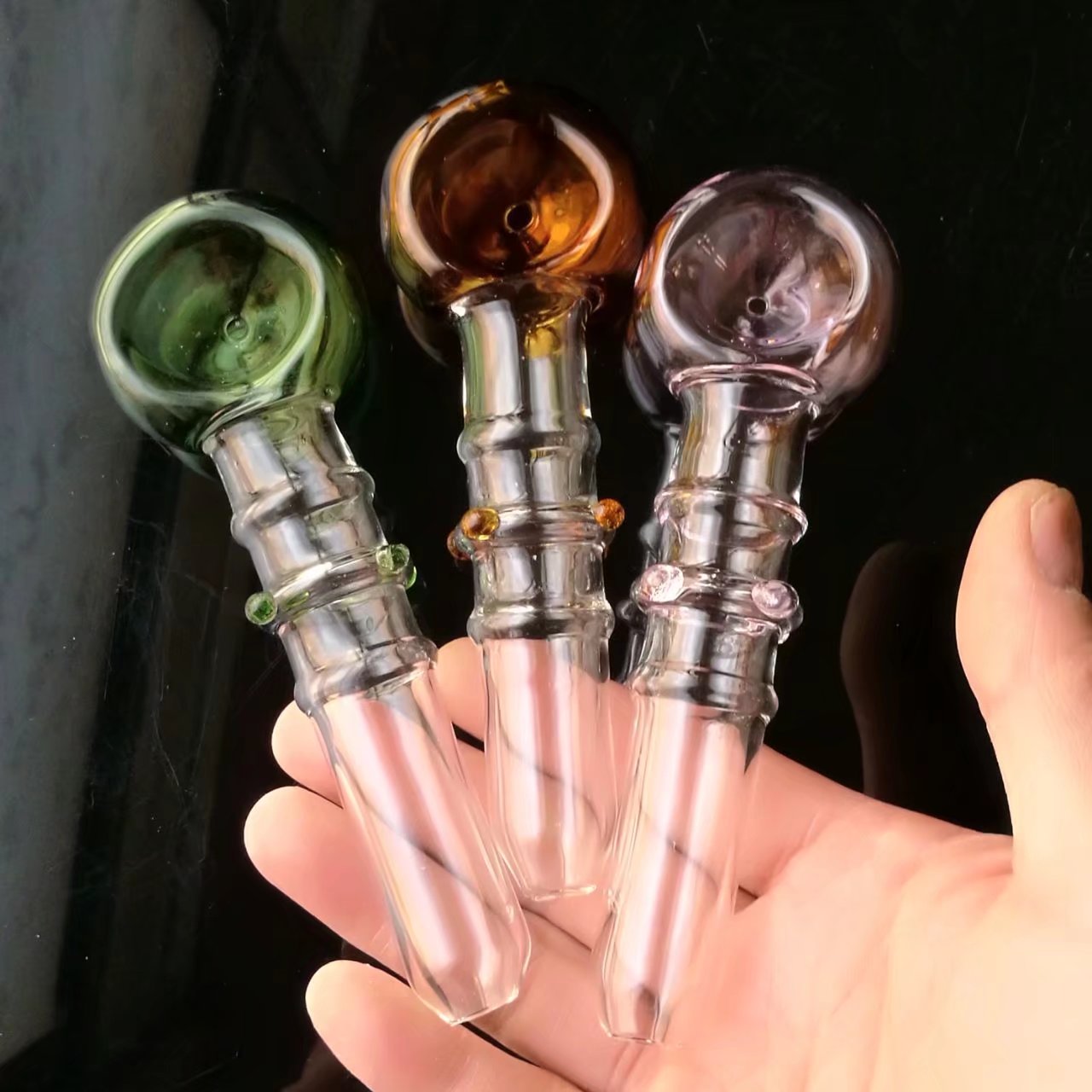 Glass Pipes Smoking Manufacture Hand-blown hookah 3 rounds of colored dots pipe